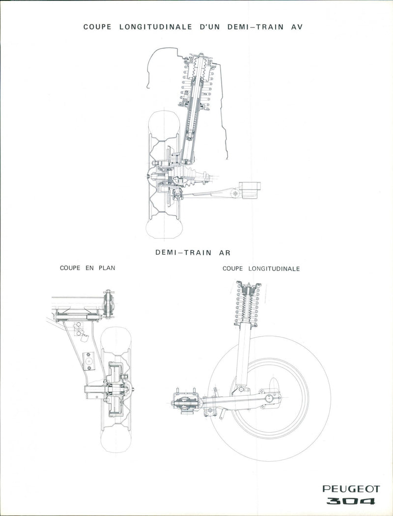 Peugeot 304 Longitudinal Cut Of A Front Half-train - Vintage Photograph