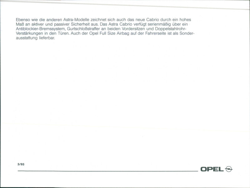 1993 Opel Astra Cabrio - Vintage Photograph