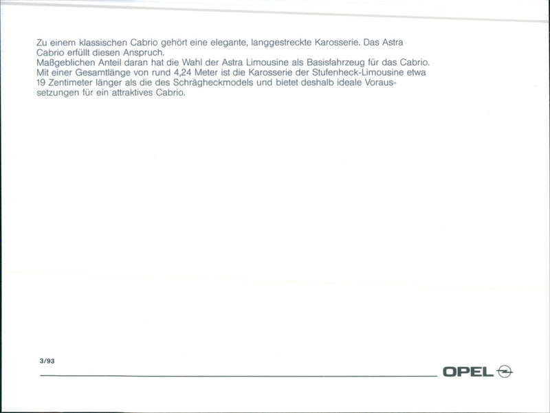 1993 Opel Astra Cabrio - Vintage Photograph