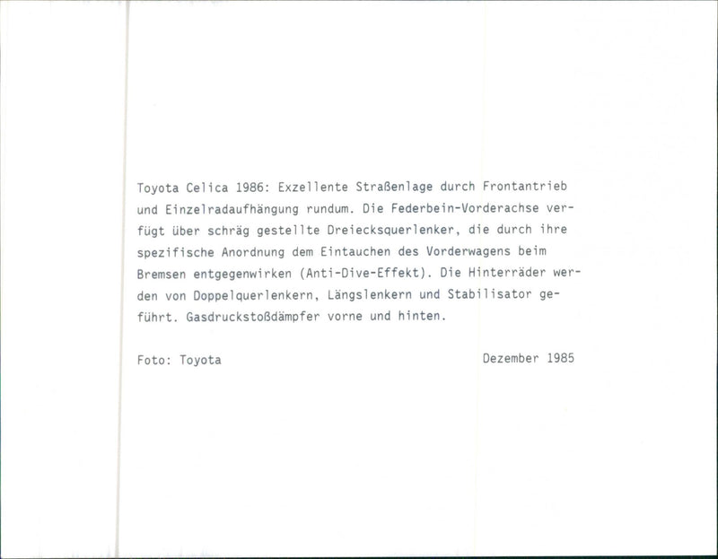 Toyota Celica 1986 - Vintage Photograph