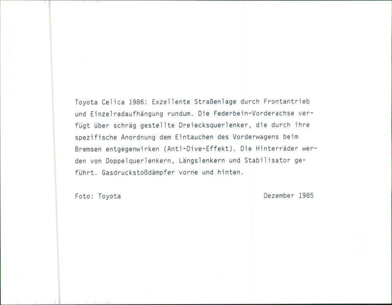 Toyota Celica 1986 - Vintage Photograph