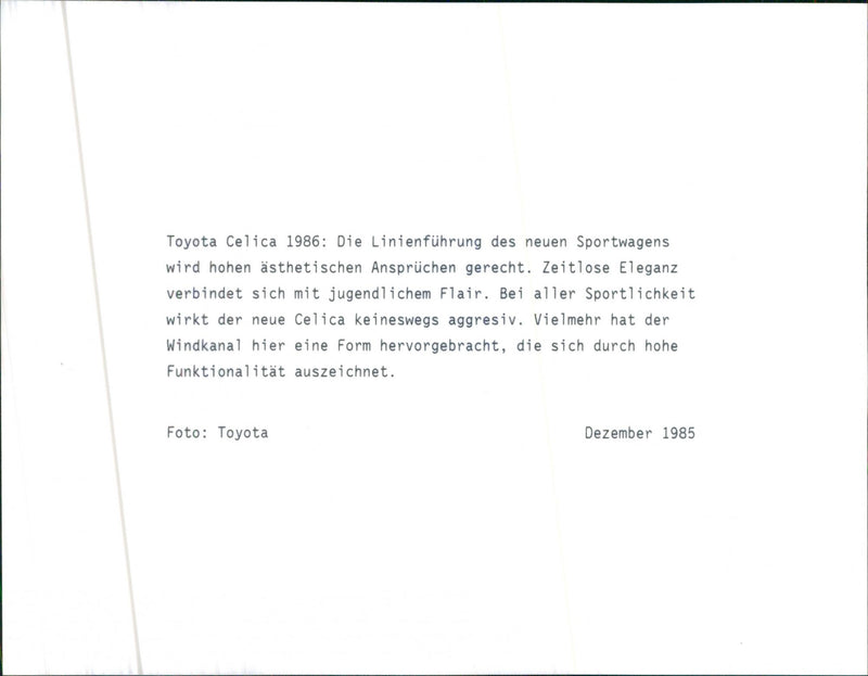 Toyota Celica 1986 - Vintage Photograph