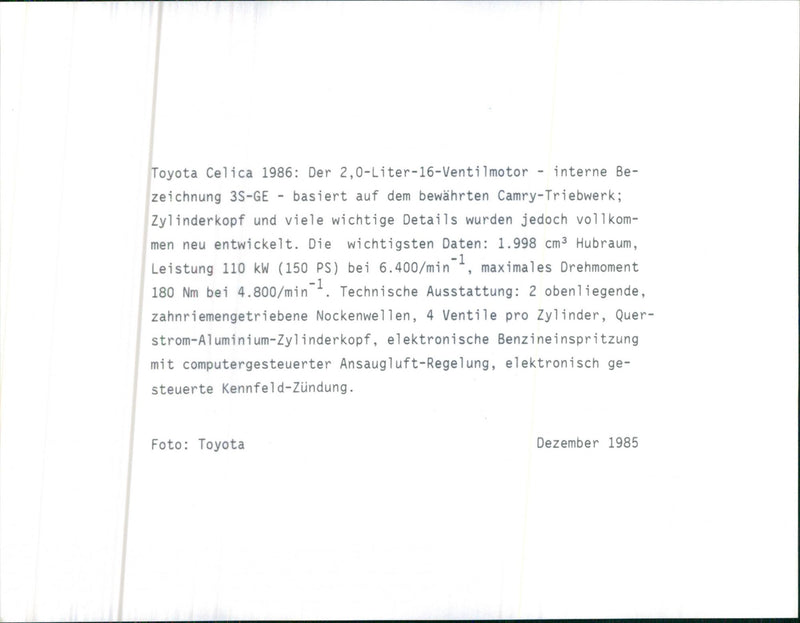 Toyota Celica 1986 - Vintage Photograph