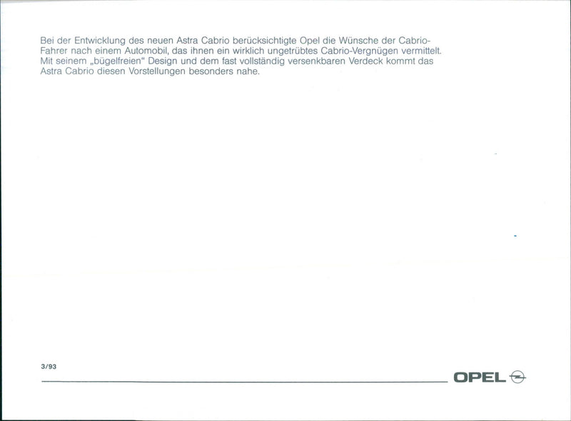 1993 Opel Astra Cabrio - Vintage Photograph