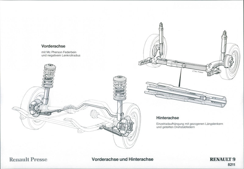 Renault 9 Front and rear axles - Vintage Photograph