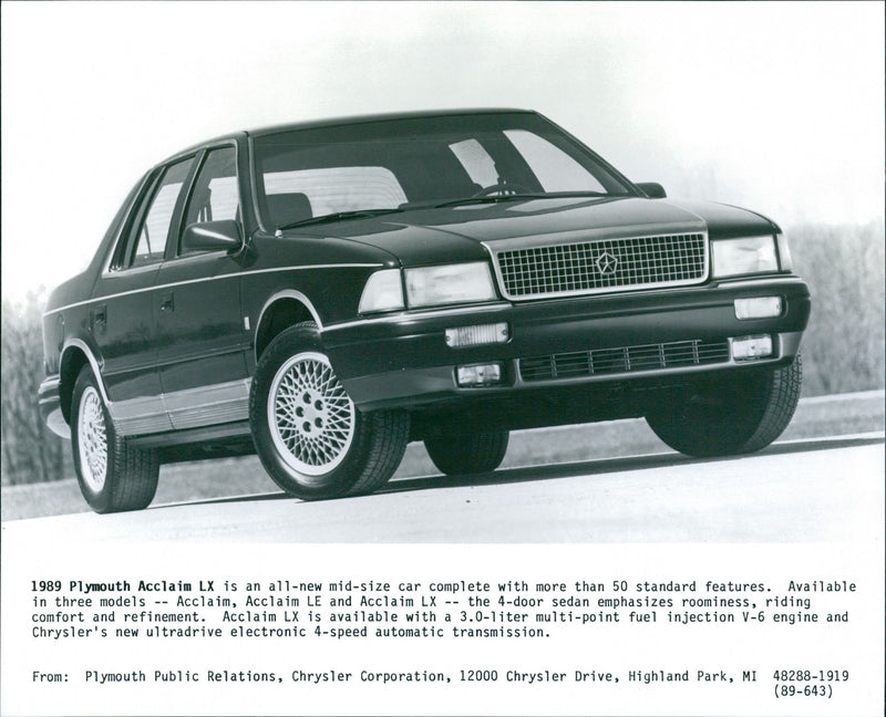 1989 Chrysler Plymouth Acclaim LX - Vintage Photograph