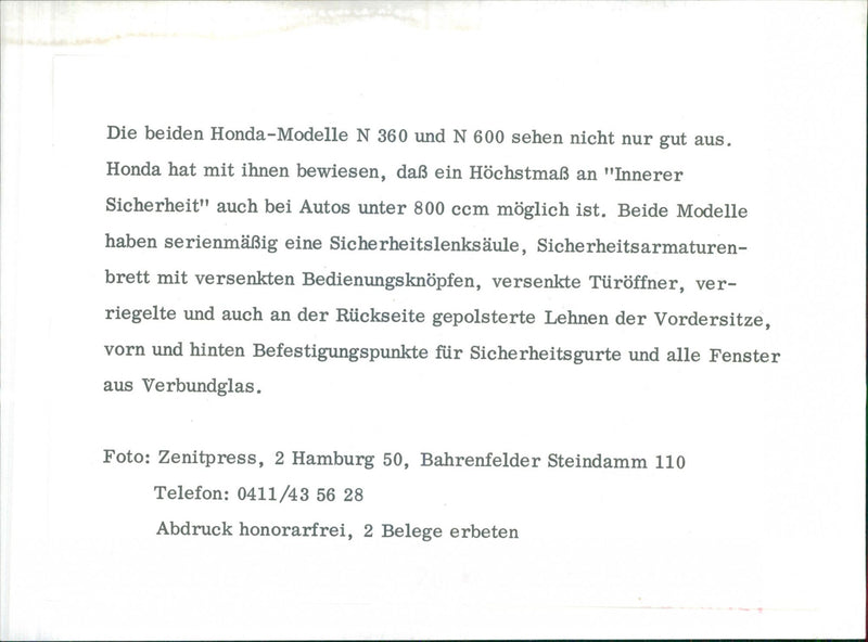 Honda N 360 and Honda N 600 - Vintage Photograph