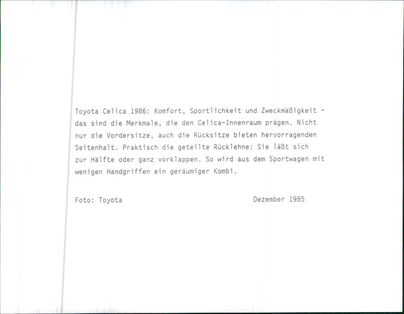 Toyota Celica 1986 - Vintage Photograph