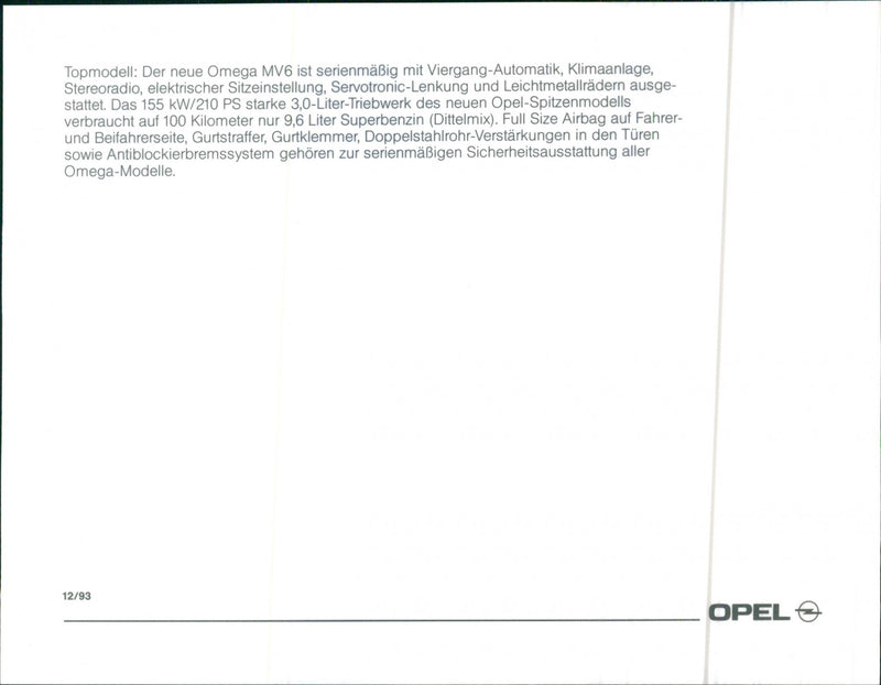 1994 Opel Omega MV6 - Vintage Photograph