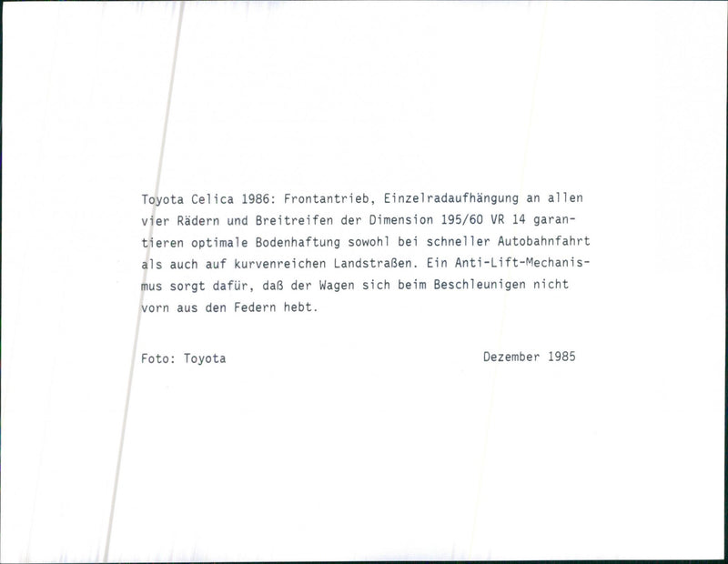 Toyota Celica 1986 - Vintage Photograph