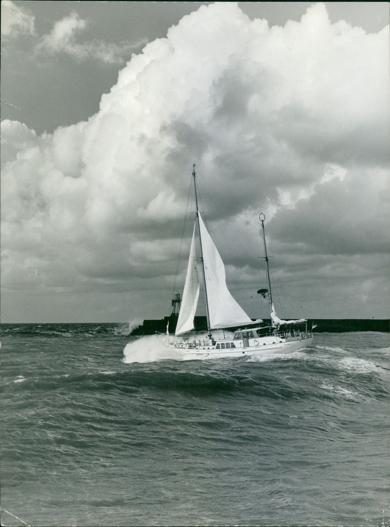 Cruise boat in unruly water - Vintage Photograph