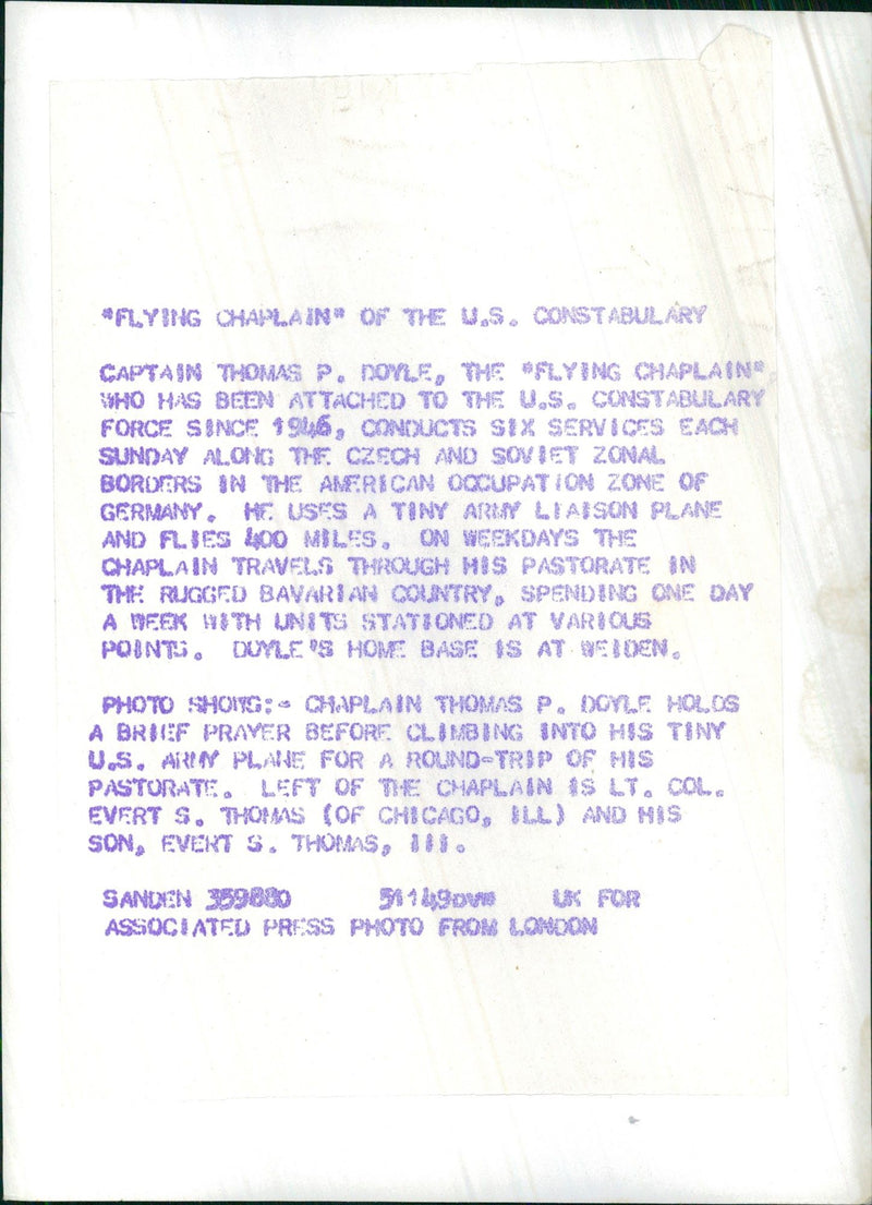 Captain Thomas P. Dolye "Flying Chaplin" - Vintage Photograph