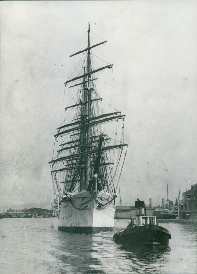 Ship and a tugboat - Vintage Photograph