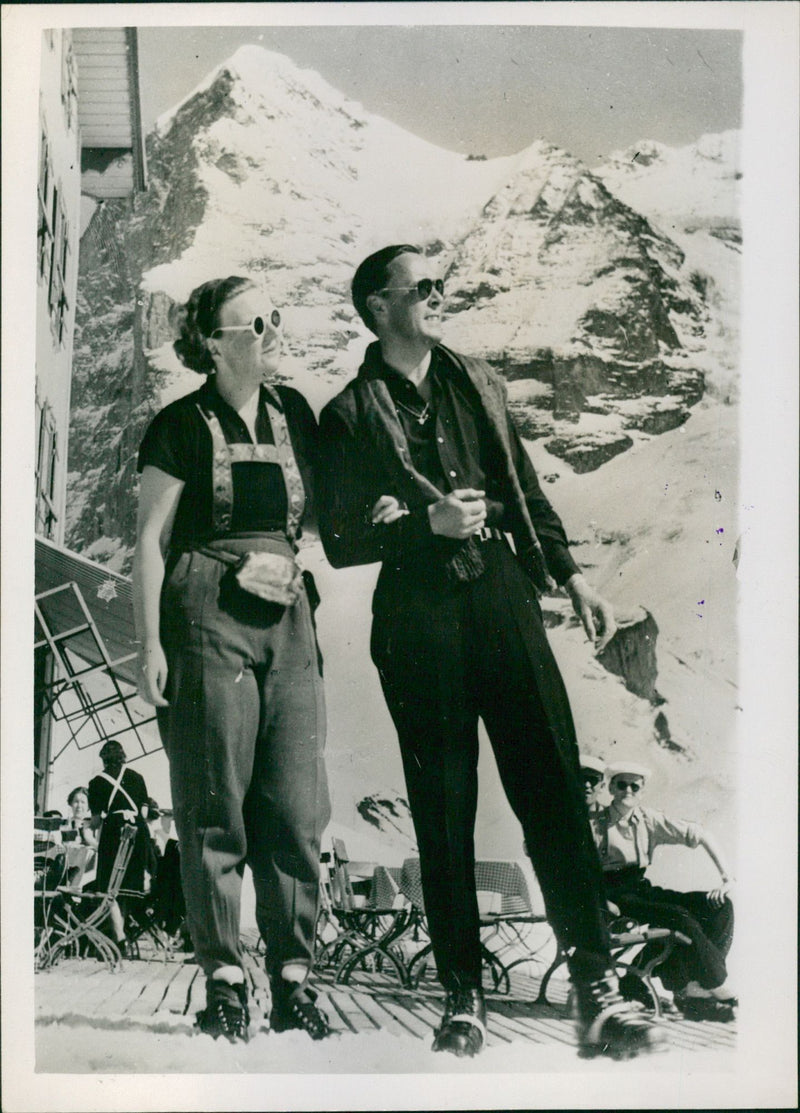 The Dutch Crown Princess and Prince Bernhard in Switzerland - Vintage Photograph