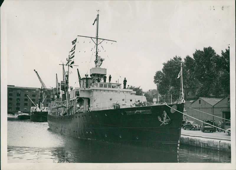 Britain's first ocean weather ship the S.S. Weather Observer - Vintage Photograph