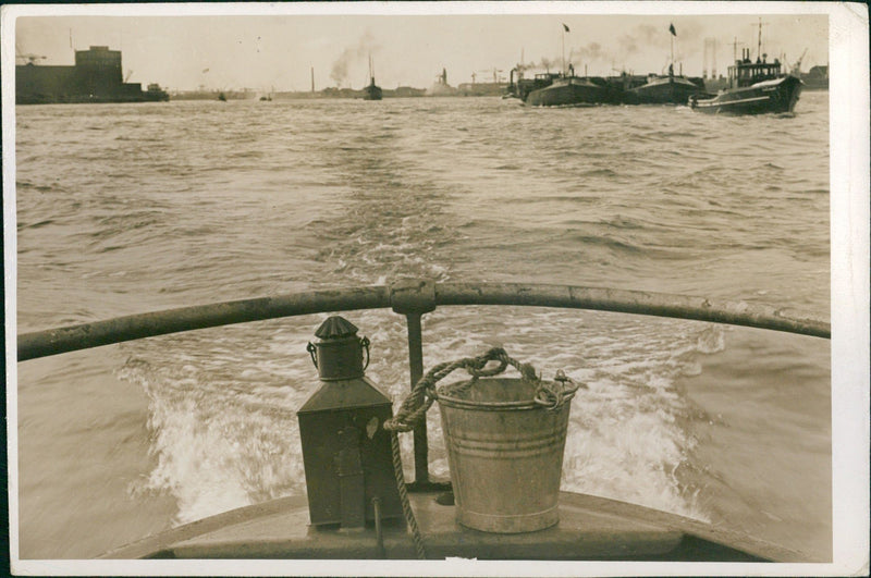 View of steamboats - Vintage Photograph