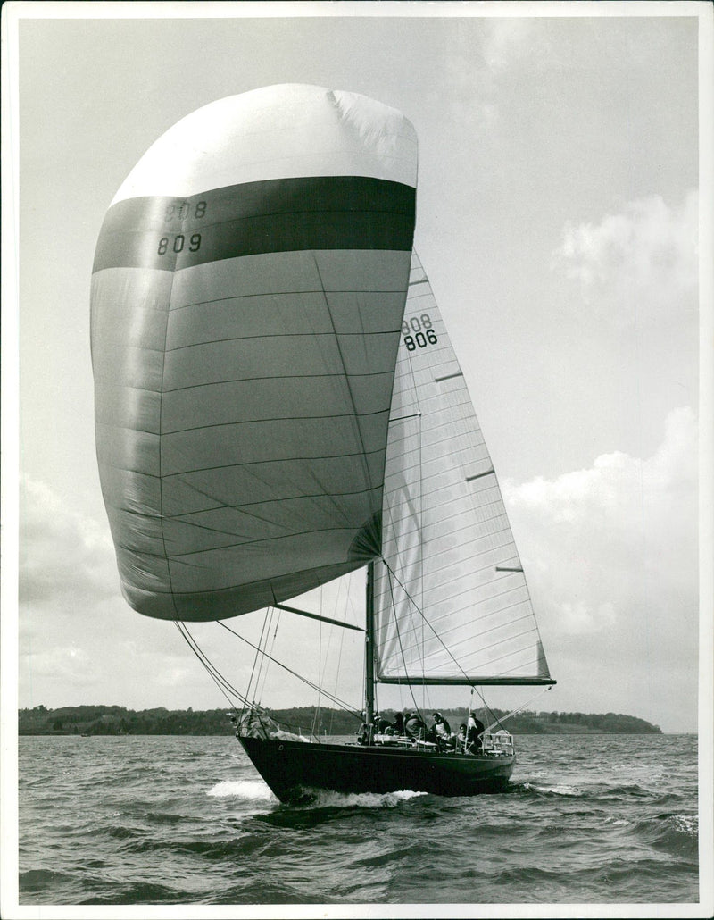 Sailboat with unique sail - Vintage Photograph