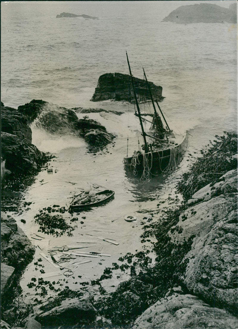 Yawl Runs Aground - Vintage Photograph