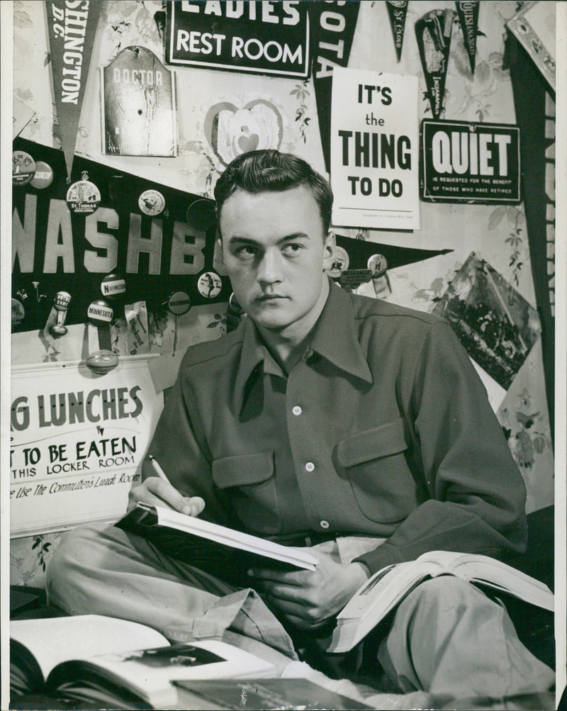 Thoughtful man, taking notes - Vintage Photograph