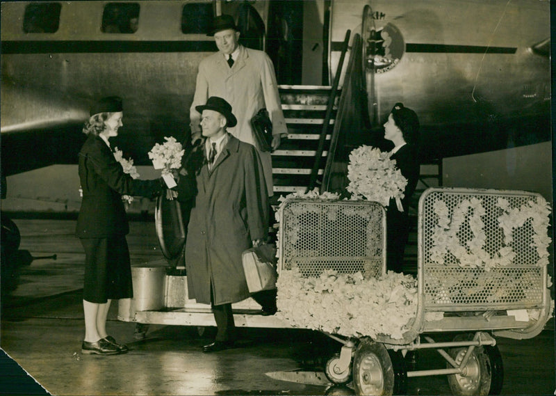 International Flower Fleet Day at Schiphol: April 7, 1949 - Vintage Photograph