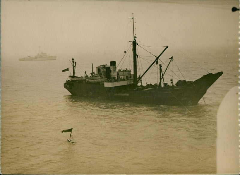 Rescue vessels stand by sunken Truculent - Vintage Photograph