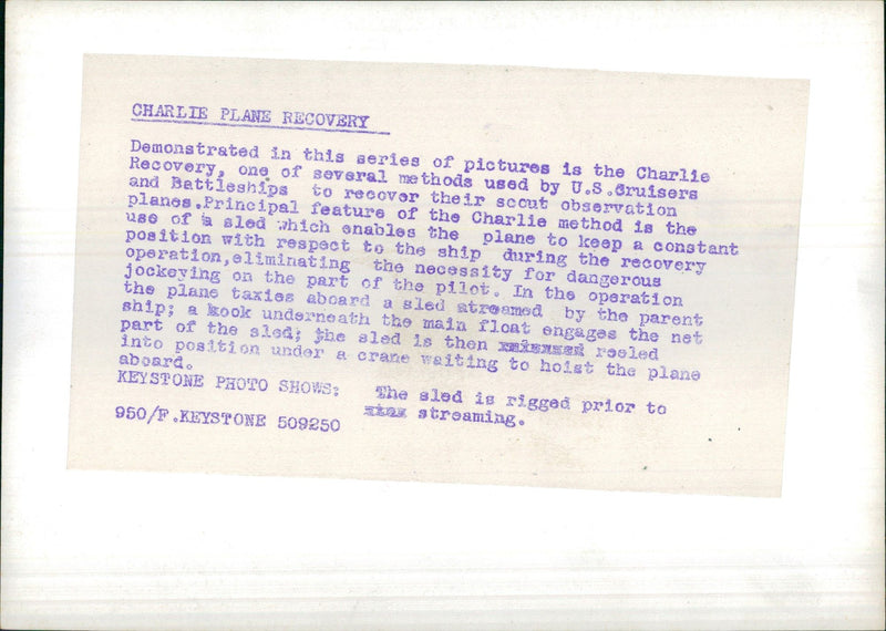 Charlie Plane Recovery - Vintage Photograph