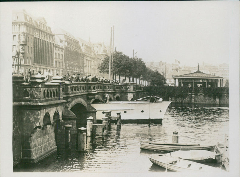 Boat under a bridge - Vintage Photograph