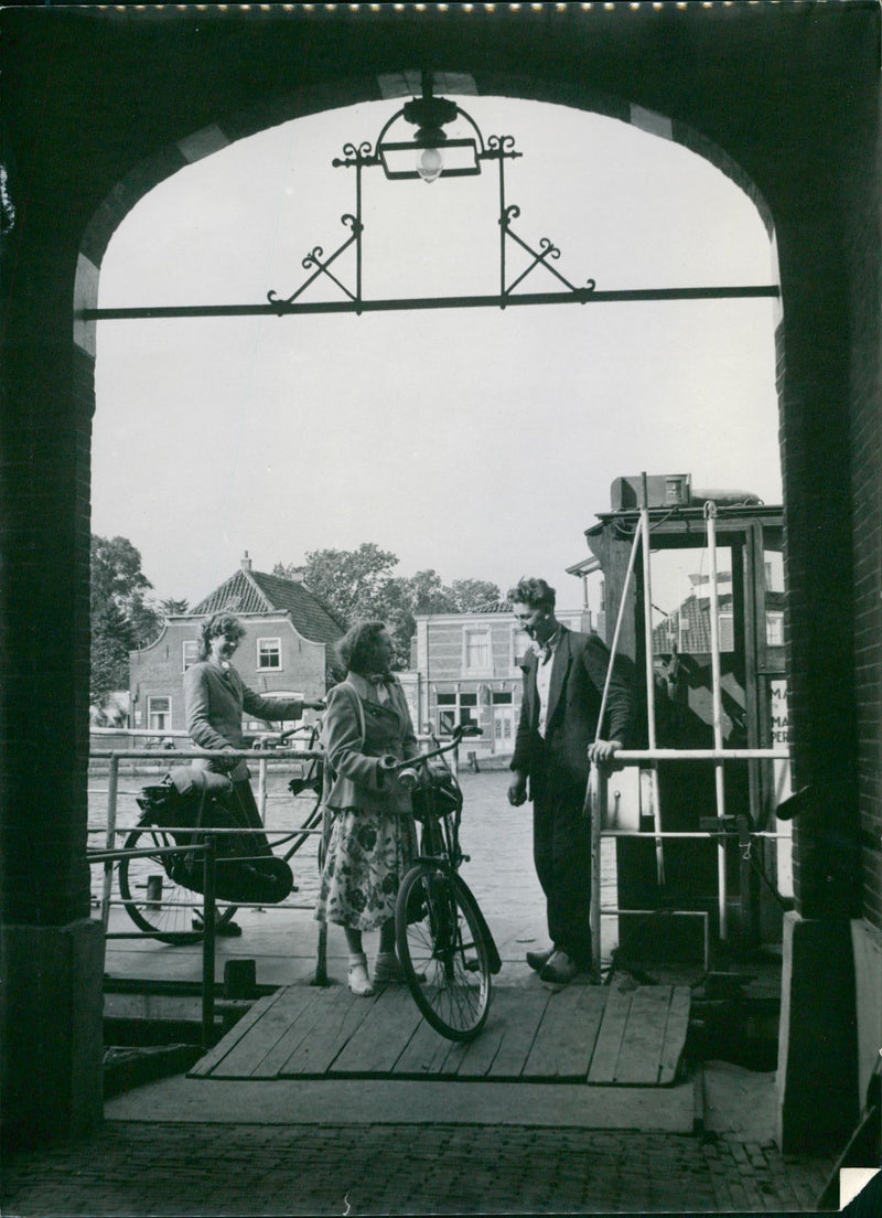 Two women and their bicycles - Vintage Photograph