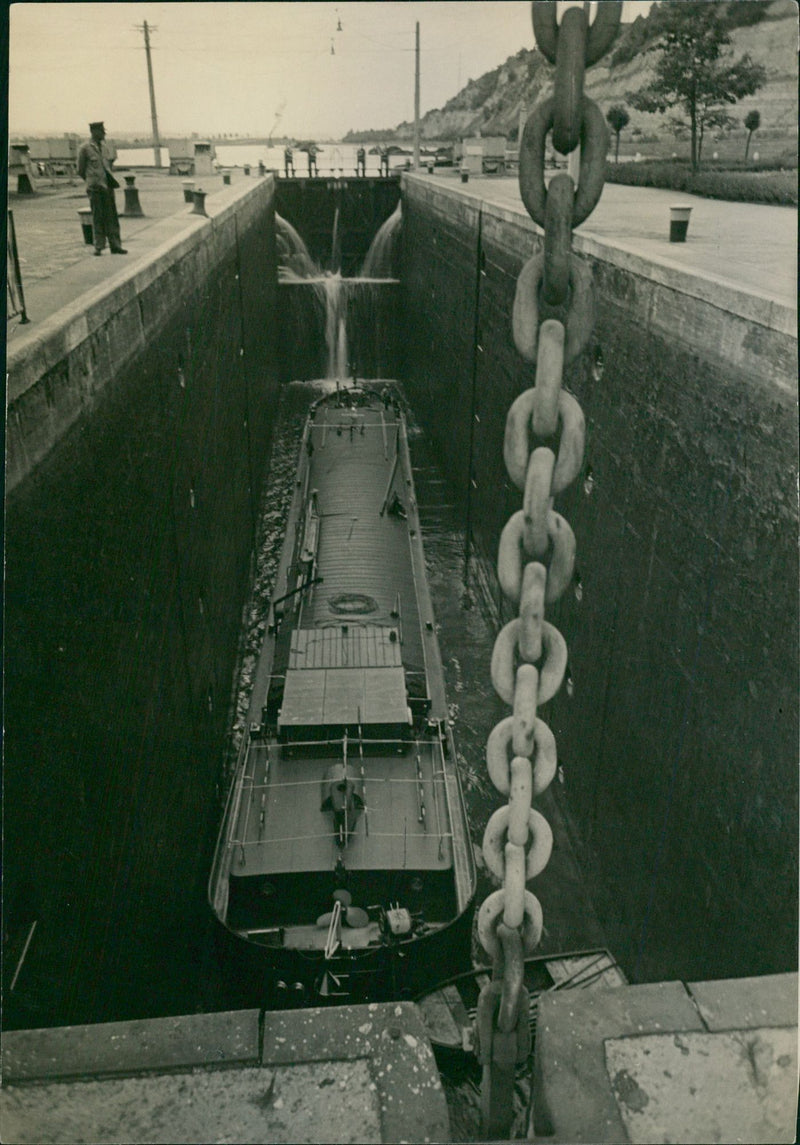 Ship being docked - Vintage Photograph