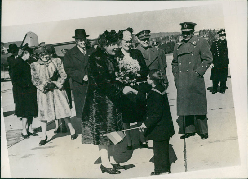 Princess Juliana and Prince Bernhard arrive in Oslo - Vintage Photograph