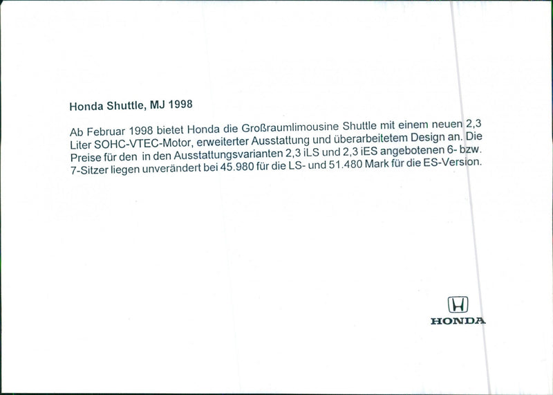 Honda Shuttle 1998 - Vintage Photograph