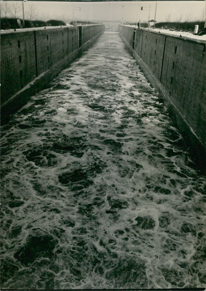 Water flowing through the fairway of a lock - Vintage Photograph