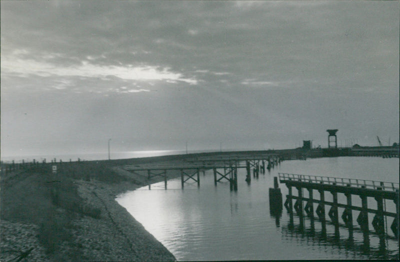 Beautiful landscape of the dike near the Ijselmeer - Vintage Photograph