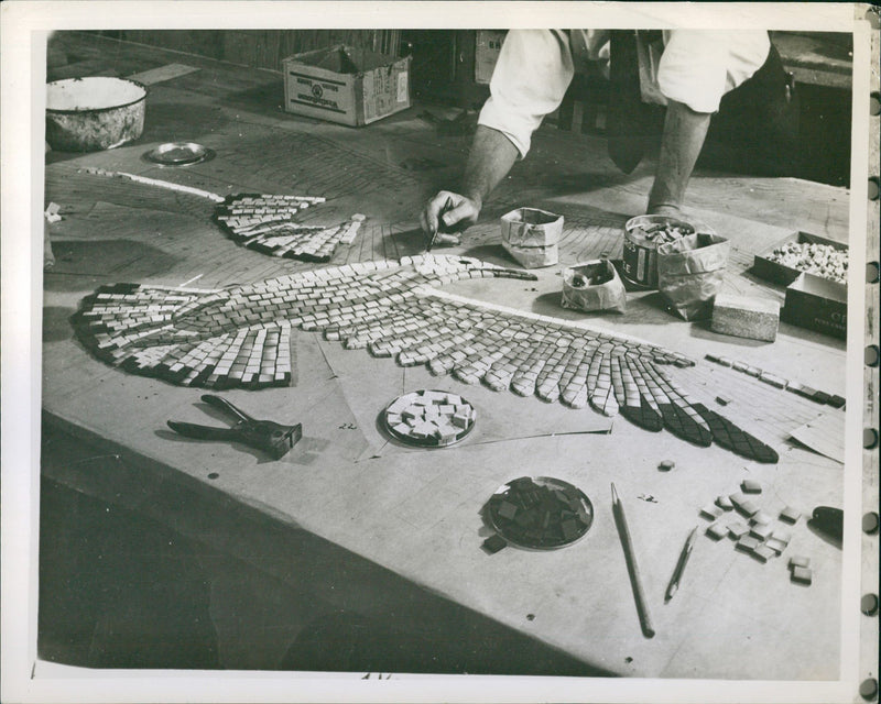 Mosaic in artwork in the making - Vintage Photograph