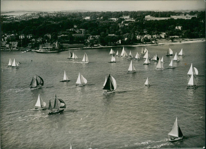 Yachts with Spinnakers Filled - Vintage Photograph