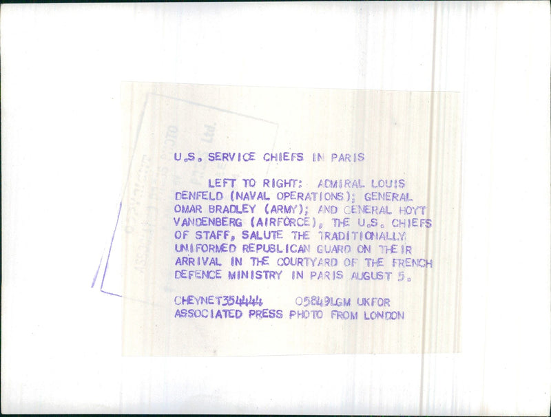 Admiral Louis Denfeld, General Omar Bradley and General Hoyt Vandenberg - Vintage Photograph