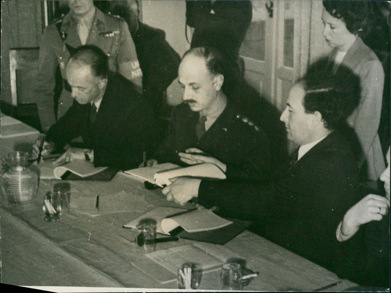 Israel and Egypt Sign Armistice. - Vintage Photograph