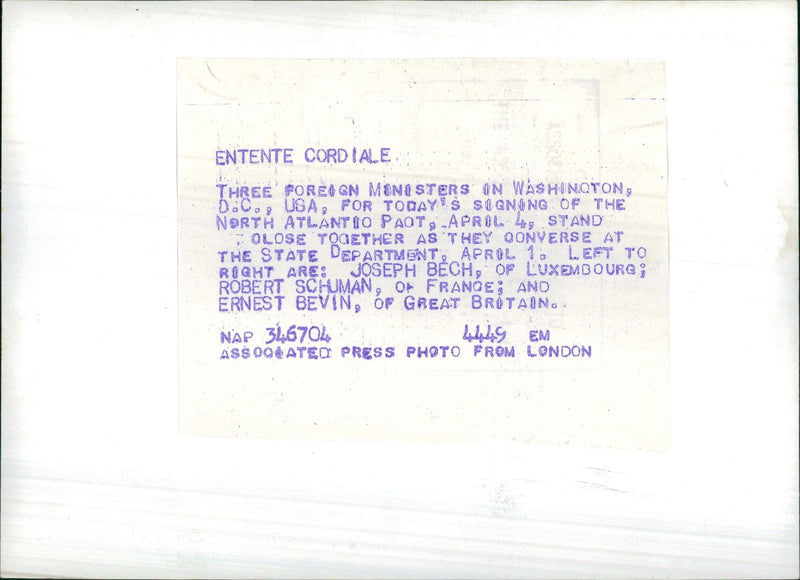 Ernest Bevin, Joseph Bech and Robert Schuman - Vintage Photograph