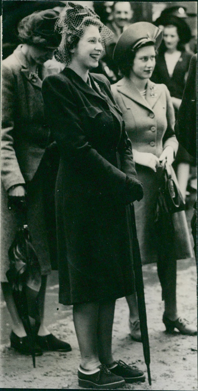 Princess Elizabeth and Princess Margaret Rose attend "Fourth of June" at Eton - Vintage Photograph