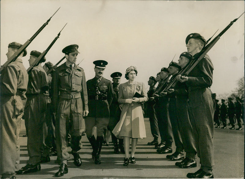Princess Elizabeth inspects her regiment - Vintage Photograph
