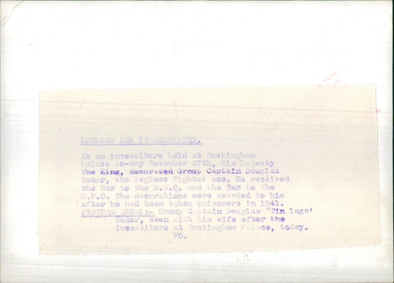 Group Captain Douglas "Tin legs" Bader - Vintage Photograph