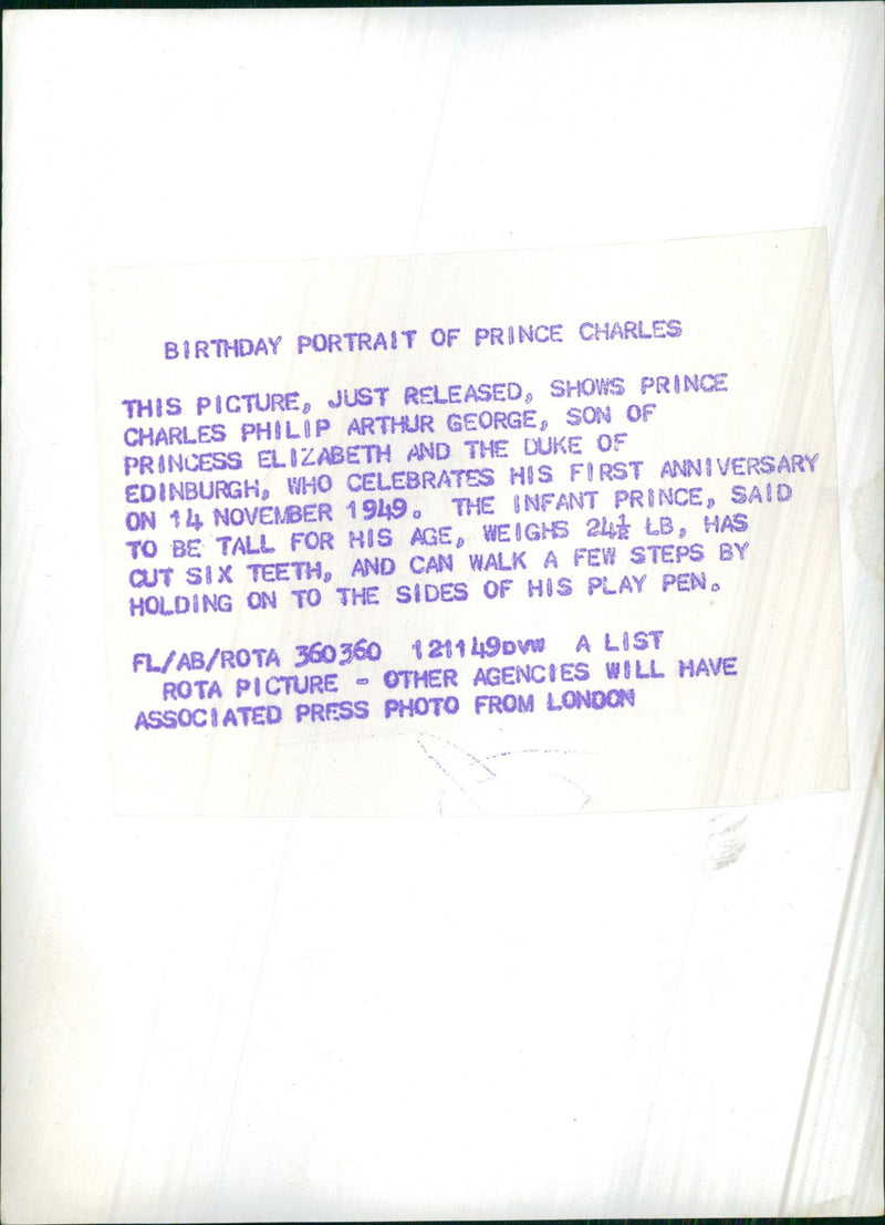 Birthday portrait of Prince Charles - Vintage Photograph
