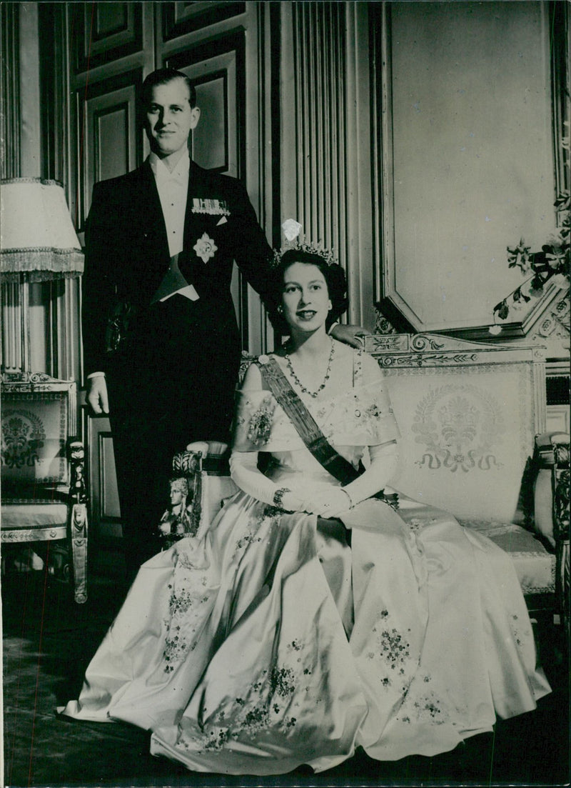 Queen Elizabeth II and Price Philip - Vintage Photograph
