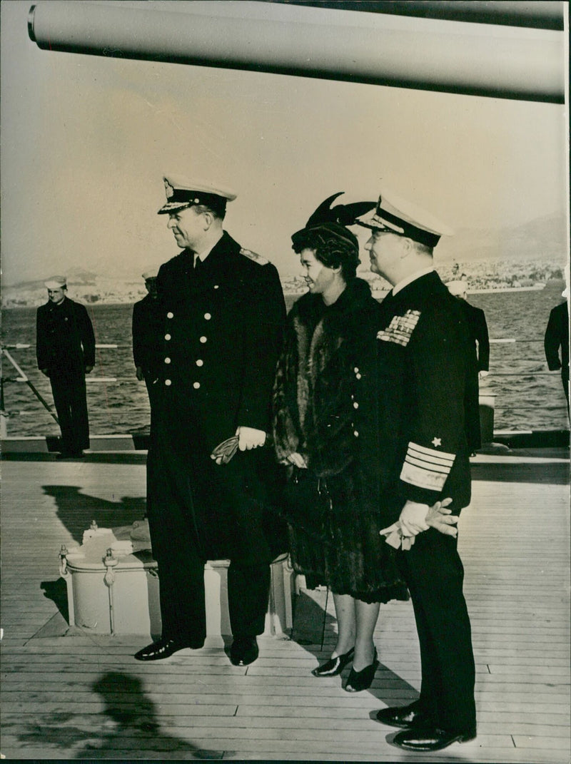 King Paul of Greece, Queen Federika and Admiral Richard L. Connolly - Vintage Photograph