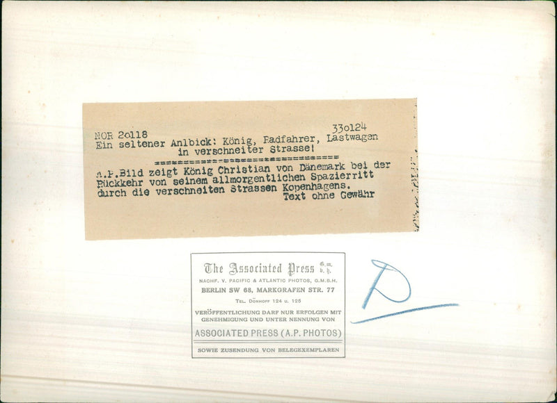 King Christian of Denmark in the streets of Copenhagen - Vintage Photograph