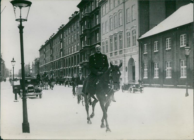 King Christian of Denmark in the streets of Copenhagen - Vintage Photograph