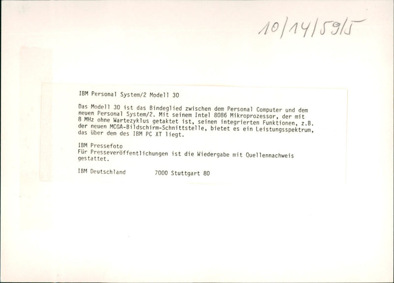 Personal System / 2 Model 30 from IBM - Vintage Photograph