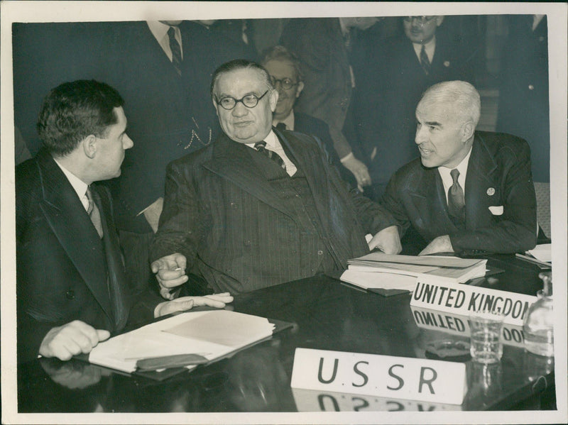 Andrei Gromyko, Ernest Bevin, and Edward R. Stettinius, Jnr - Vintage Photograph