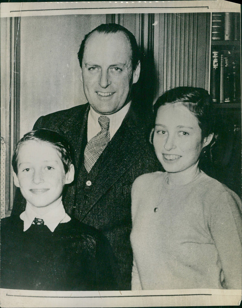 Crown Prince Olav, Princess Ragnhild, and Prince Harald of Norway. - Vintage Photograph