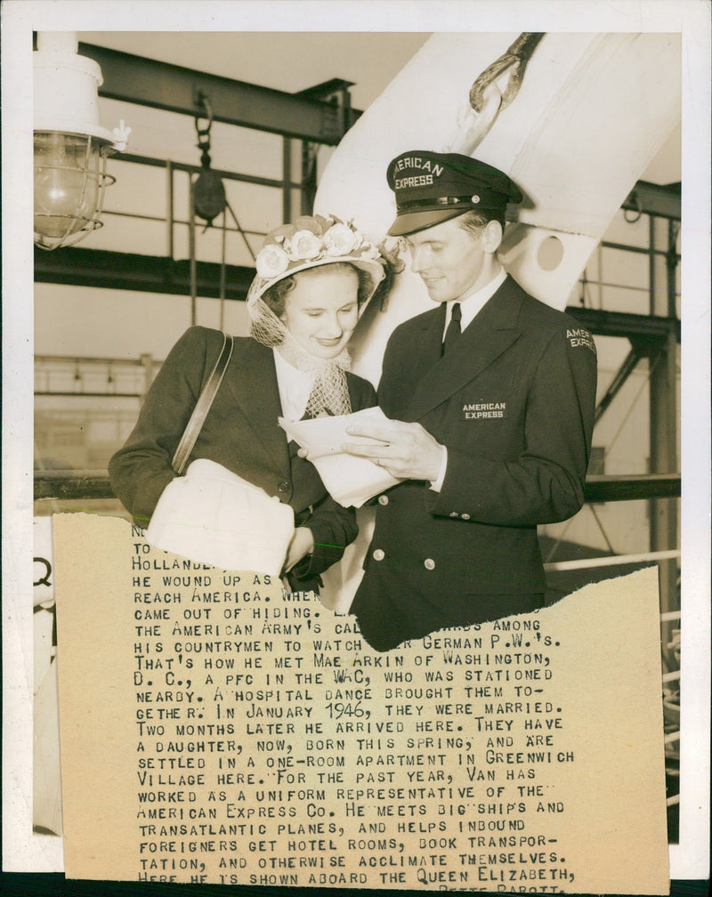 Mae Arkin aboard the Queen Elizabeth - Vintage Photograph